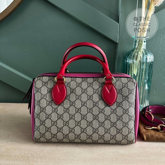 Gucci Handbags - EUC Gucci Boston Bag  GG Coated Canvas Leather  Top Handle Crossbody Bag